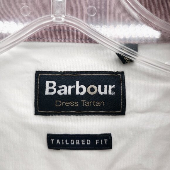 BARBOUR White Dress Tartan Crichton Long Sleeve Shirt Tailored Fit Size US XXL - Picture 7 of 9